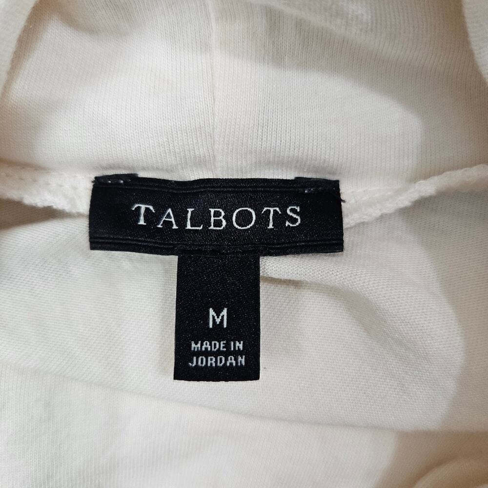 Talbots Cream Turtleneck Long Sleeve Top Medium Women’s Rib Knit Soft Stretch - Picture 7 of 13